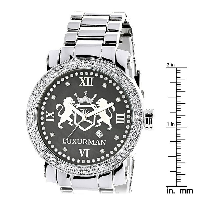Designer Large Watches Phantom Real Diamond Watch for Men 0.12ct Black MOP Metal Band Leather Straps Walmart