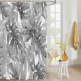 thumbnail image 4 of Fabric Shower Curtain, Summer Grey Tropical Plant Leaves Bathroom Curtain with 12 Hooks Waterproof No Bad Odor Machine Washable Bath Curtains for Bathroom, Spa Room, 66"x72", 4 of 6