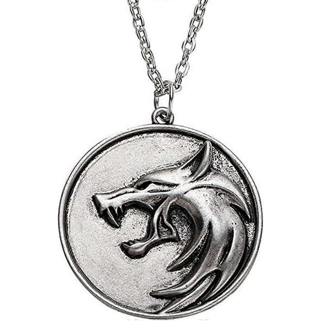 Collar con colgante de cadena para mujer - Collar con colgante para hombre, tótems de cabeza de lobo de brujo masculino, etiqueta exagerada, accesorios de moda, estética Y-2k - Joyería para niña