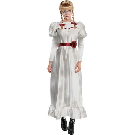 Party City Annabelle Comes Home Annabelle Costume for Adults, Includes a White Dress and Braided Blonde Wig