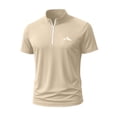 thumbnail image 2 of Blusa y camisa de manga corta con cuello alto para hombre, de verano, de color liso, ajustada, deportiva, con cremallera, de manga corta, con cuello alto., 2 of 5