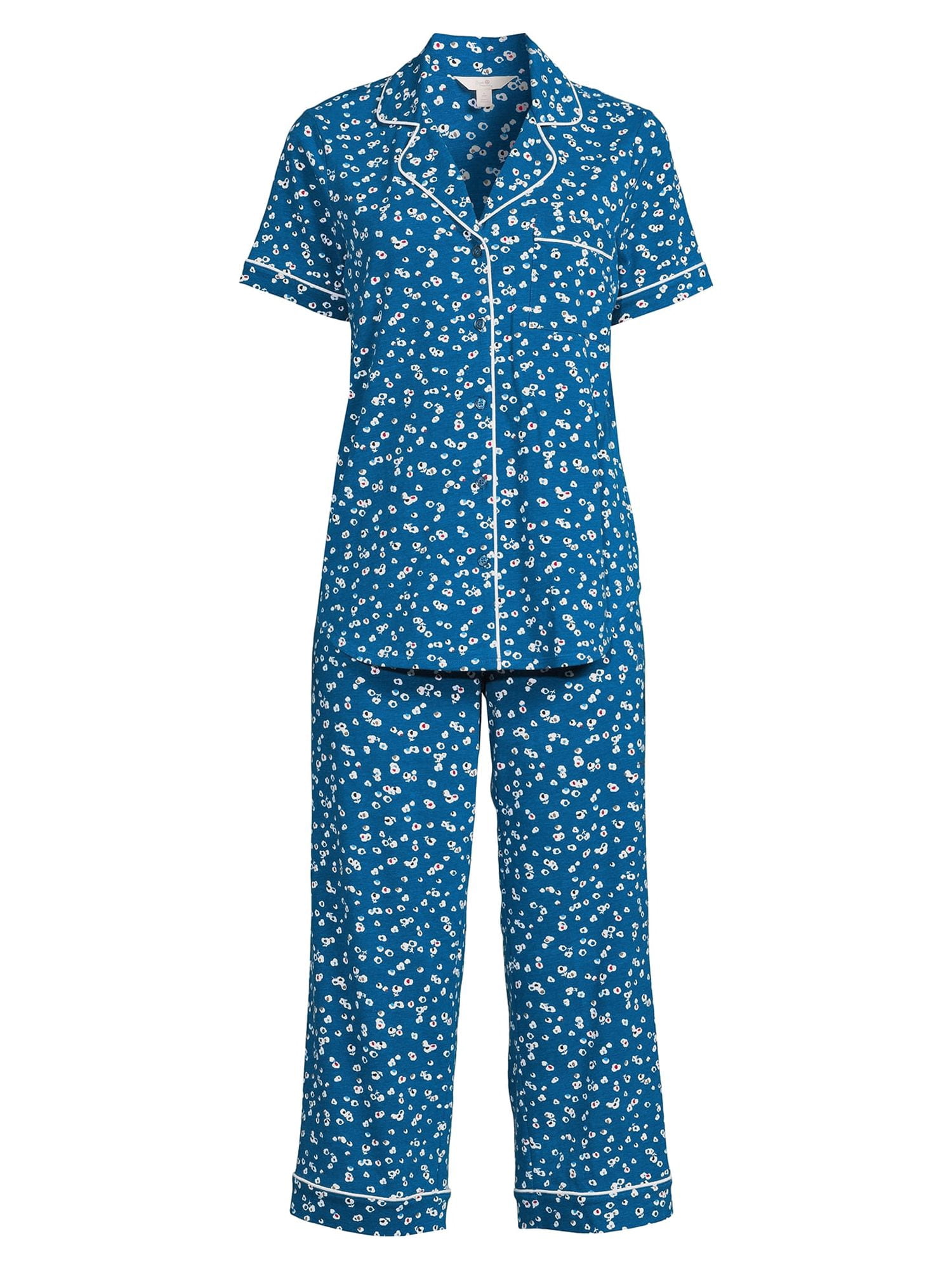 Secret Treasures Women's Plus Traditional Short Sleeve Notch Collar Pajamas Set