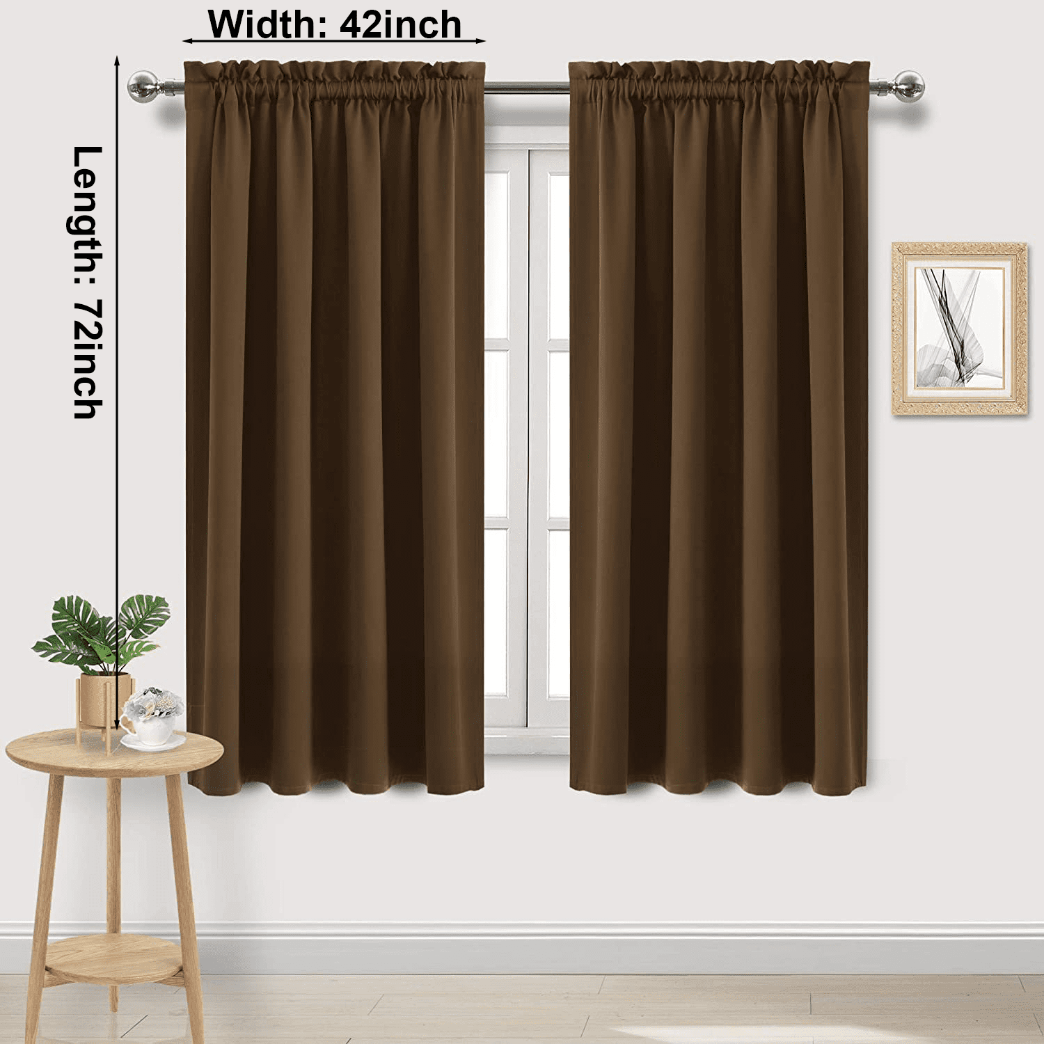 Blackout Curtains for Bedroom 72 Inch Length 2 Panels Set, Thermal Insulated Privacy Energy Saving Rod Pocket Window Curtain Room Darkening Drapes, W42 x L72 Inch