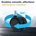 thumbnail image 4 of Uxcell 4Pcs 2" Swivel Stem Caster Wheels, M6 Threaded PP Casters with Brake, Black, 4 of 6