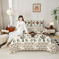thumbnail image 4 of Feelyou Retro Hippie Aztec Queen Comforter Set, Bohemian Western Cactus Bedding Sets, Tribal Triangle Abstract Reversible Bedding Comforter Set, Breathable Home Decor, 3pcs, 4 of 8