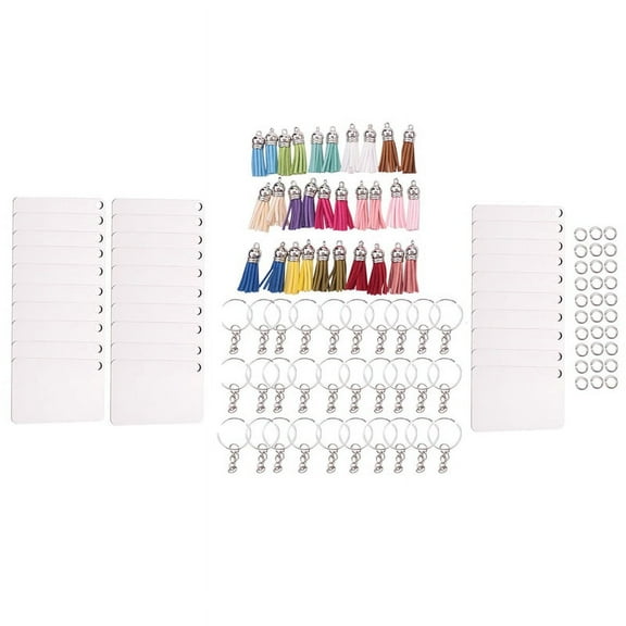 Sublimation Keychain Blanks Bulk 120Pcs Set with Rectangle Blanks,for DIY Crafting