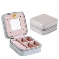thumbnail image 1 of Joyero De Cuero Artificial Joyero Mini Caja De Almacenamiento Para Anillos Pendientes Collares Joyero Con Espejo Para Mujeres Niñas Moyic HA034479-00, 1 of 6