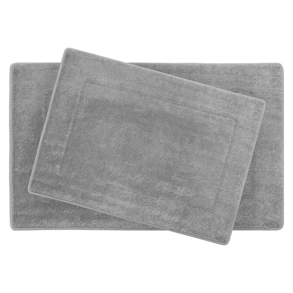 Oliver Brown Solid Print Traditional Bath Rugs, Gray, 17" x 24", 2-Pieces
