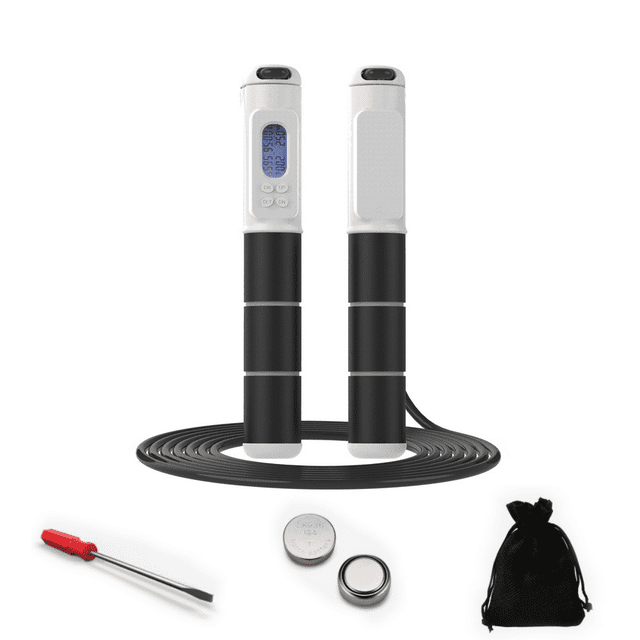 Cuerda para saltar, cuerda para saltar con conteo digital ajustable para fitness, ejercicio, entrenamiento, boxeo, gimnasio
