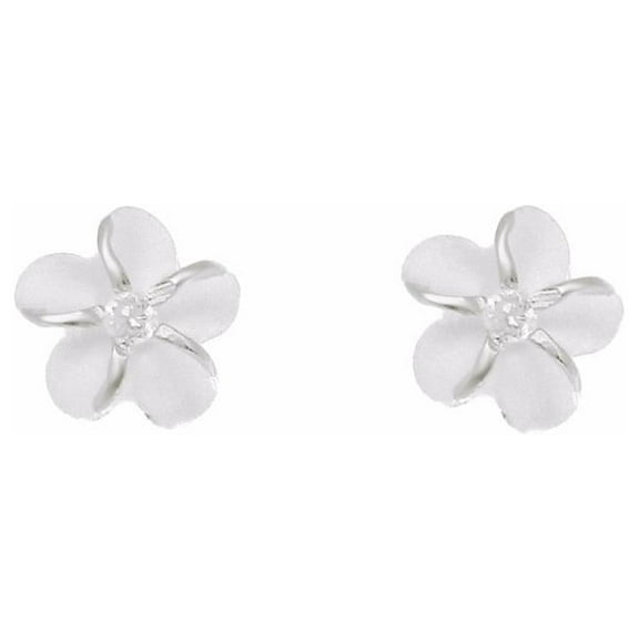 Sterling silver 925 Hawaiian plumeria flower cz post stud earrings 6mm