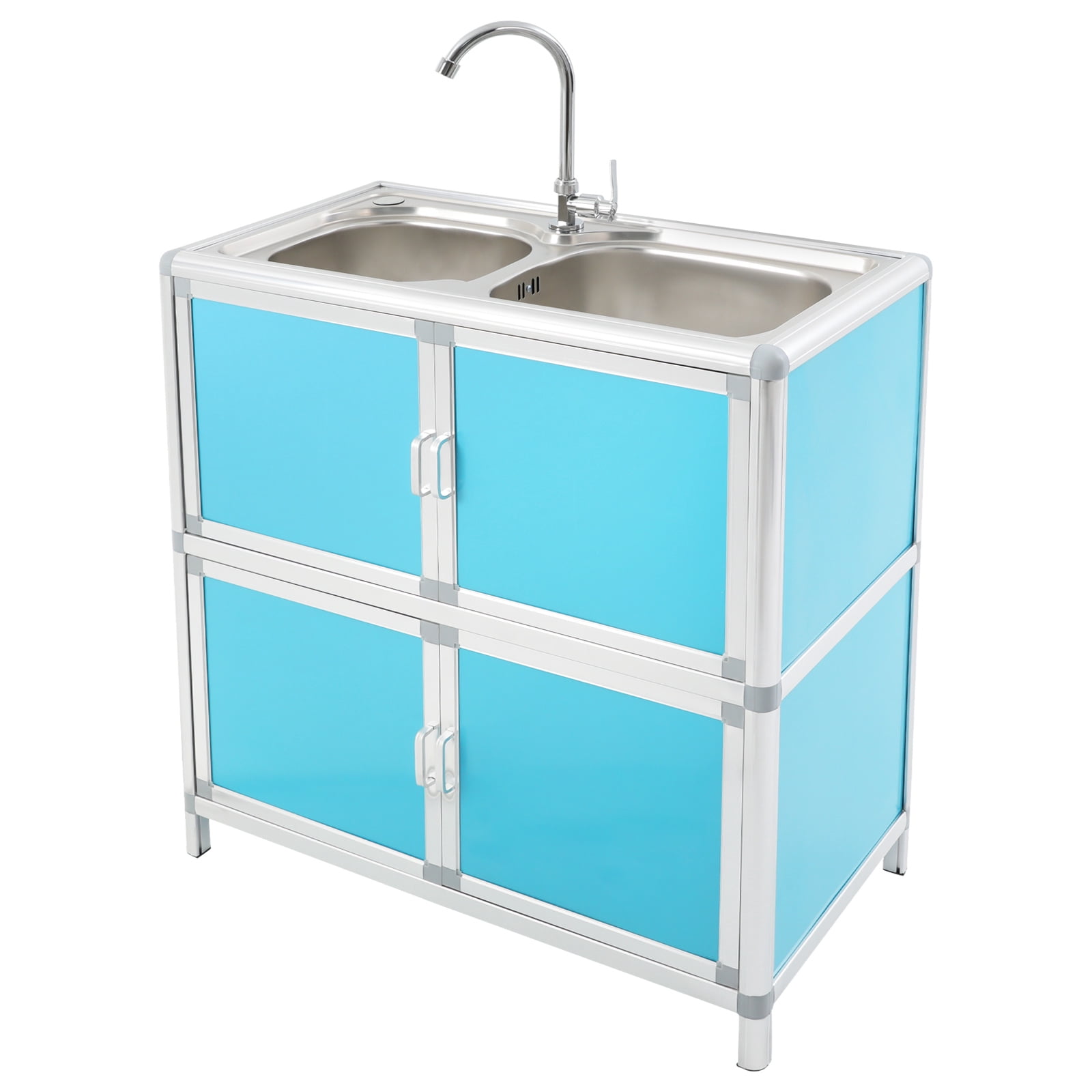 Kitchen Sink with Cabinet, Utility Sinks with Faucet, Freestanding Sink with Storage for Home Kitchen(Blue)