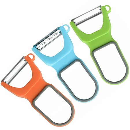 

Kironypik Homegoo 3Pcs Fruit Vegetable Potato Carrot Stainless Steel Slicer Scraper Orange Blue Green 1 Pc