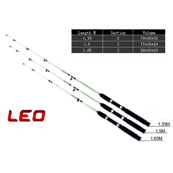 LEO Transparent Solid Fiberglass Fishing Rod 1.35M 1.5M 1.65M 2 Sections  Sea Fishing Pole 