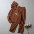 thumbnail image 4 of Oiangi 2 Piece Outfits for Girl Winter Sweater Clothes Zip-Up Hoodie and Pant Fashion Knitted Sets Brown 12-13 Years, 4 of 5