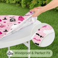 thumbnail image 5 of Halloween Pink Ghosts and Witchy Elements Round Fitted Tablecloth with Elastic Edge,Dining Table Cover Waterproof,Outdoor Round Tablecloth for Camping,Dining,Indoor and Outdoor, 5 of 7