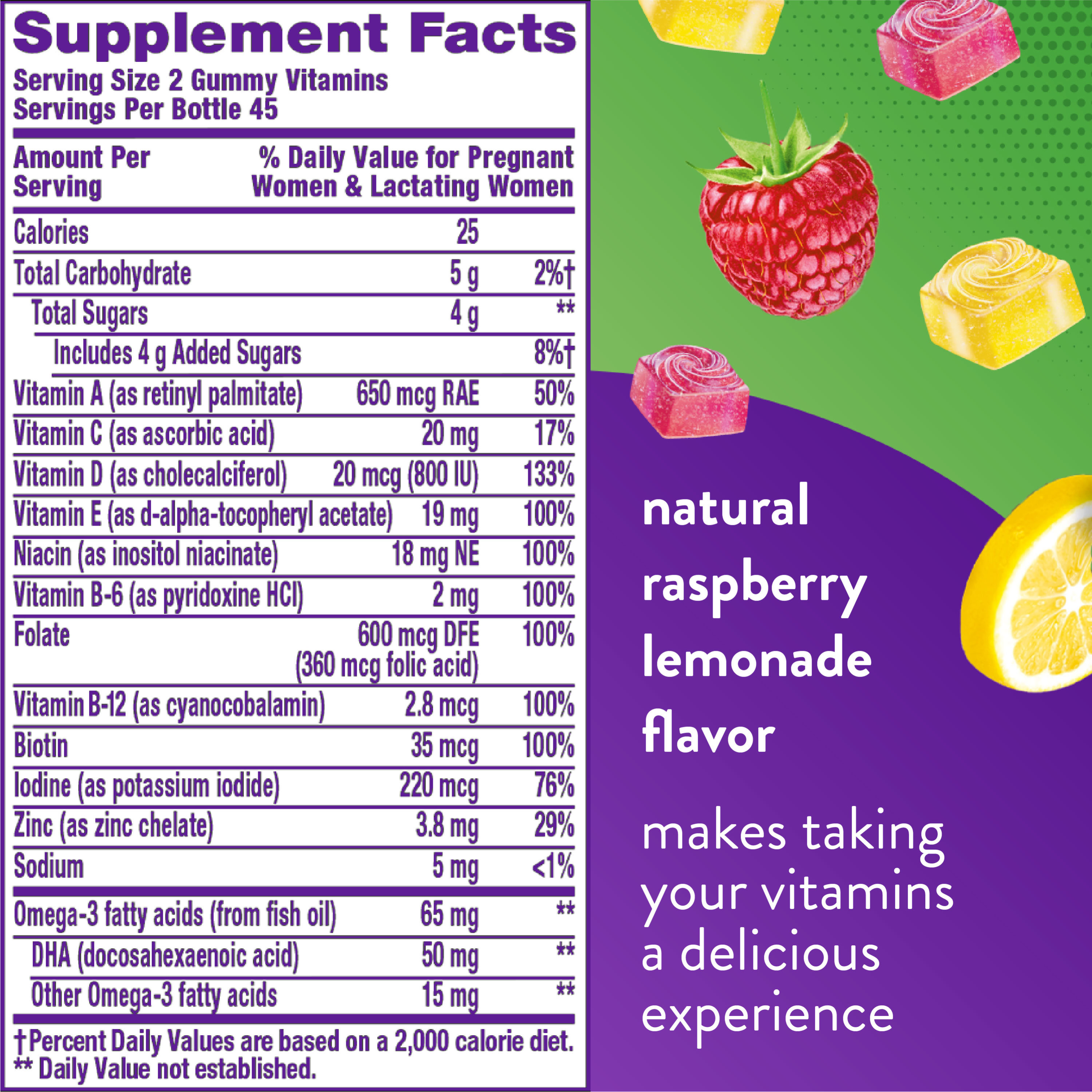 vitafusion PreNatal Gummy Vitamins, Raspberry Lemonade Flavored, Pregnancy Vitamins for Women, 90 Count - image 9 of 13