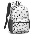 thumbnail image 2 of Dog Paw Print and Bone White Pattern 17" Waterproof Oxford School Backpacks for Teens, S-Shape Padded Straps, for School, Travel, Hiking, Camping, 2 of 5