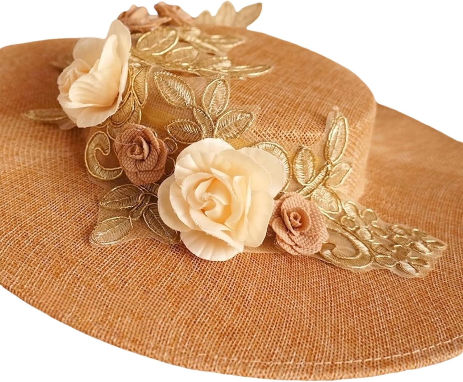Kukuzhu Women's Victorian Tea Party Sun Hat, Lolita Wide Brim Ribbons Flower Flat Bonnet Cap with Bow