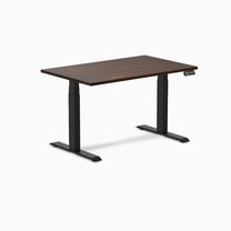 Desky Dual Rubberwood Sit Stand Desk - Dark Walnut / 48 X 30 Inches / Matte Black