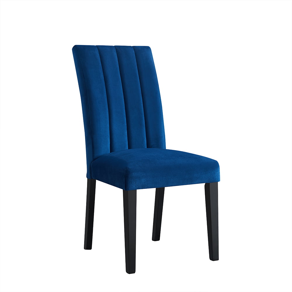 Blue 26.4x18.5x38.6" Velvet Cloth Chair Coffee Chair Solid Wood Dining Chair 2 