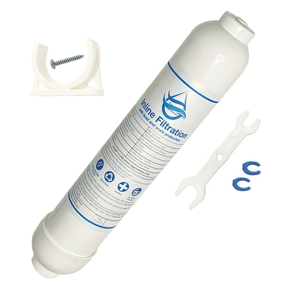 Inline Refrigerator and Ice Filter Replacement with Lead and Scale Protection, 1,500 Gal Capacity, Reduces Chlorine, Lead, Odor, Taste and Scale. Speed Fit Connect, and Locking Clips