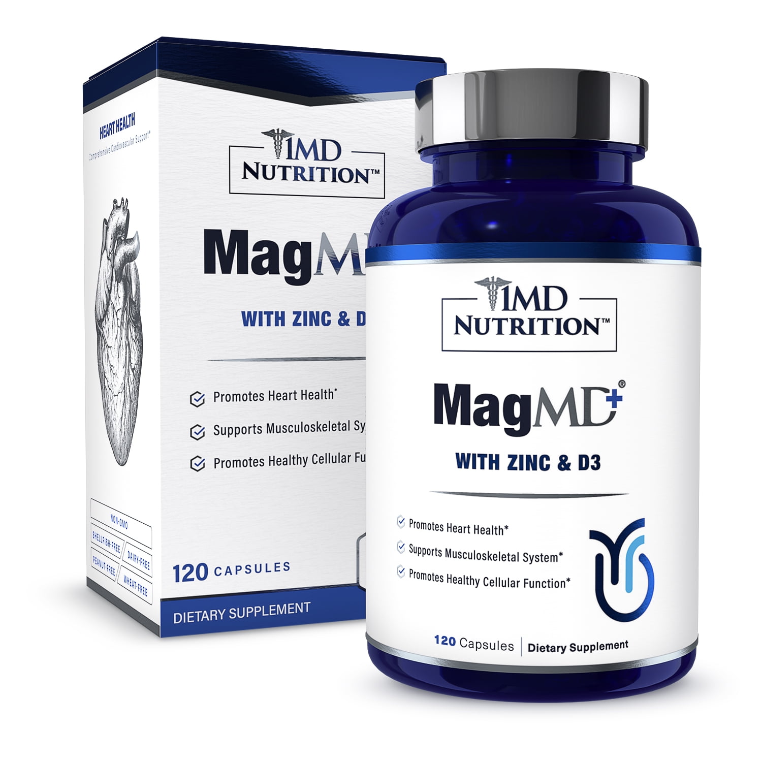 1MD Nutrition MagMD Plus | Optimal Cardiovascular Support | 120 Ct