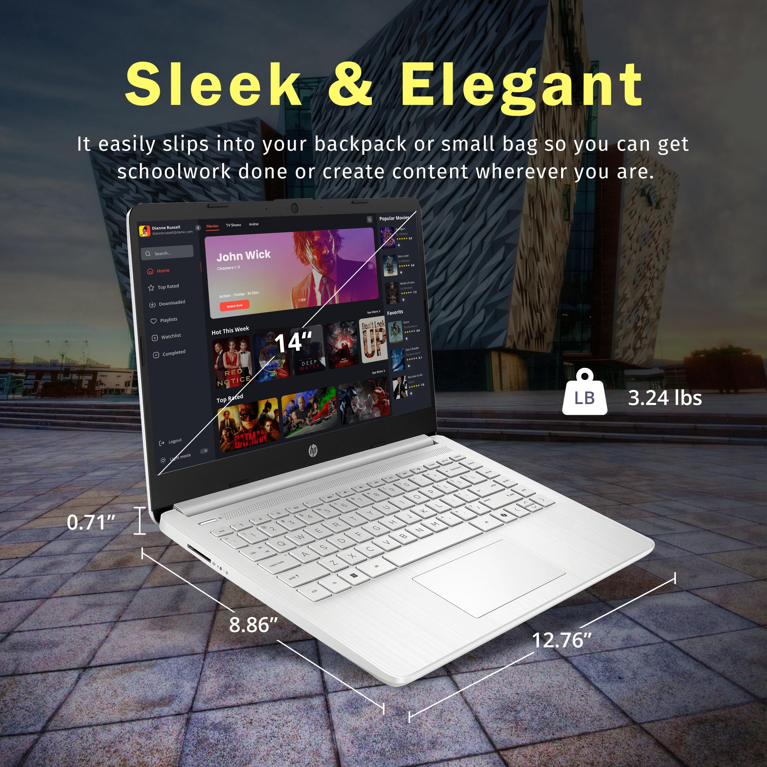HP Stream 14" Laptop, Intel Processor N150 (up to 3.60 GHz), 1-Year Microsoft 365, Copilot AI, 16GB RAM, 128GB UFS Storage, Fast Charge, Wi-Fi 6, Win 11 S, Silver, W/Wireless Mouse
