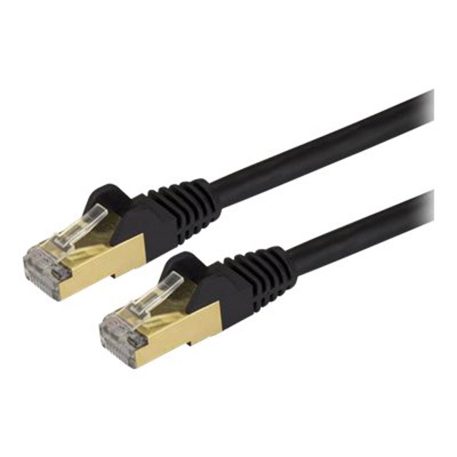 StarTech.com 6ft CAT6A Ethernet Cable, 10 Gigabit Shielded Snagless RJ45 100W PoE Patch Cord, CAT 6A 10GbE STP Network Cable w/Strain Relief, Black, Fluke Tested/UL Certified Wiring/TIA - Category 6A - 26AWG (C6ASPAT6BK) - Patch cable - RJ-45 (M) to RJ-45 (M) - 6 ft - STP - CAT 6a - molded, snagless - black - for P/N: TB310G