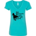 thumbnail image 3 of Inktastic Live Like Someone Left the Gate Open Horse Silhouette Women's V-Neck T-Shirt, 3 of 5