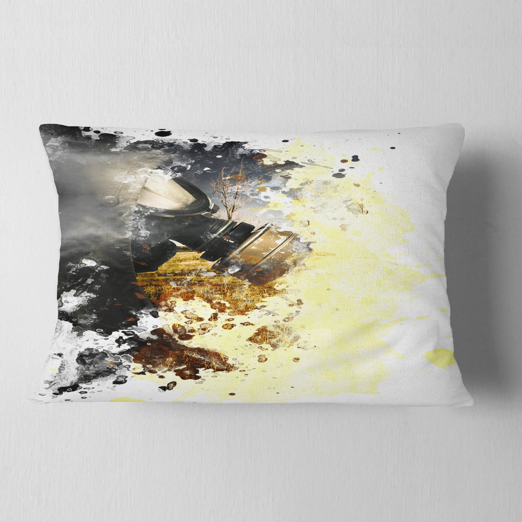 Designart Disaster of War and Gas - Abstract Throw Pillow - 12x20