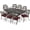 Dark Bronze/Chili Red, variant on MEETWARM 9-Piece Outdoor Patio Dining Set, 8 Outdoor Dining Chairs and 1 Oval Table with 2.2" Umbrella Hole, All Weather Cast Aluminum Patio Funiture Set for Backyard, Patio, Garden