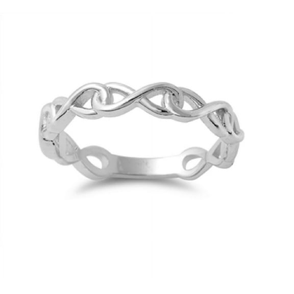 925 Sterling Silver Infinity Chain Eternity Ring Size 10