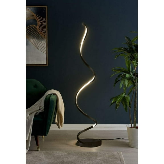 Modern Spiral LED 61" Floor Lamp // Black