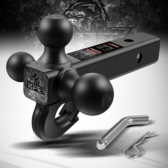XPE Trailer Hitch Tri-Ball Mount with Hook & Pin Balls Sized 1-7/8 inches, 2 inches & 2-5/16 inches, Hitch Ball,Tow Hitch,Black Ball