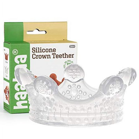 Haakaa Silicone Baby Teether for 3m  Baby Teething Toy Crown Shape, Clear Color