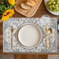 thumbnail image 4 of Beige Blue Boho Placemats Set of 6, Medieval Vintage Ethnic Floral Abstract Placemats for Dining Table, Place Mats for Kitchen Tabletop, Waterproof Wipeable Dining Table Mats Set, 4 of 9