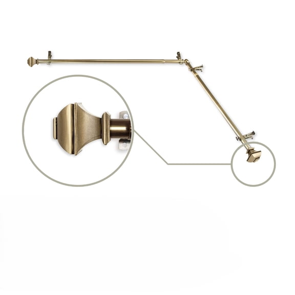 Contemporary Home Living Corner Window Curtain Rod with Mounting Brackets - 104" - Antique Brass
