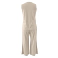 thumbnail image 5 of BLOCLOALO 2 Piece Lounge Set Sleeveless Tops Womens Daily Casual 2 Piece Solid Tank Tops Wide Leg Pants Outfits Sets Tunic Tops V Neck Blouses Travel Outfits for Women Beige L, 5 of 6