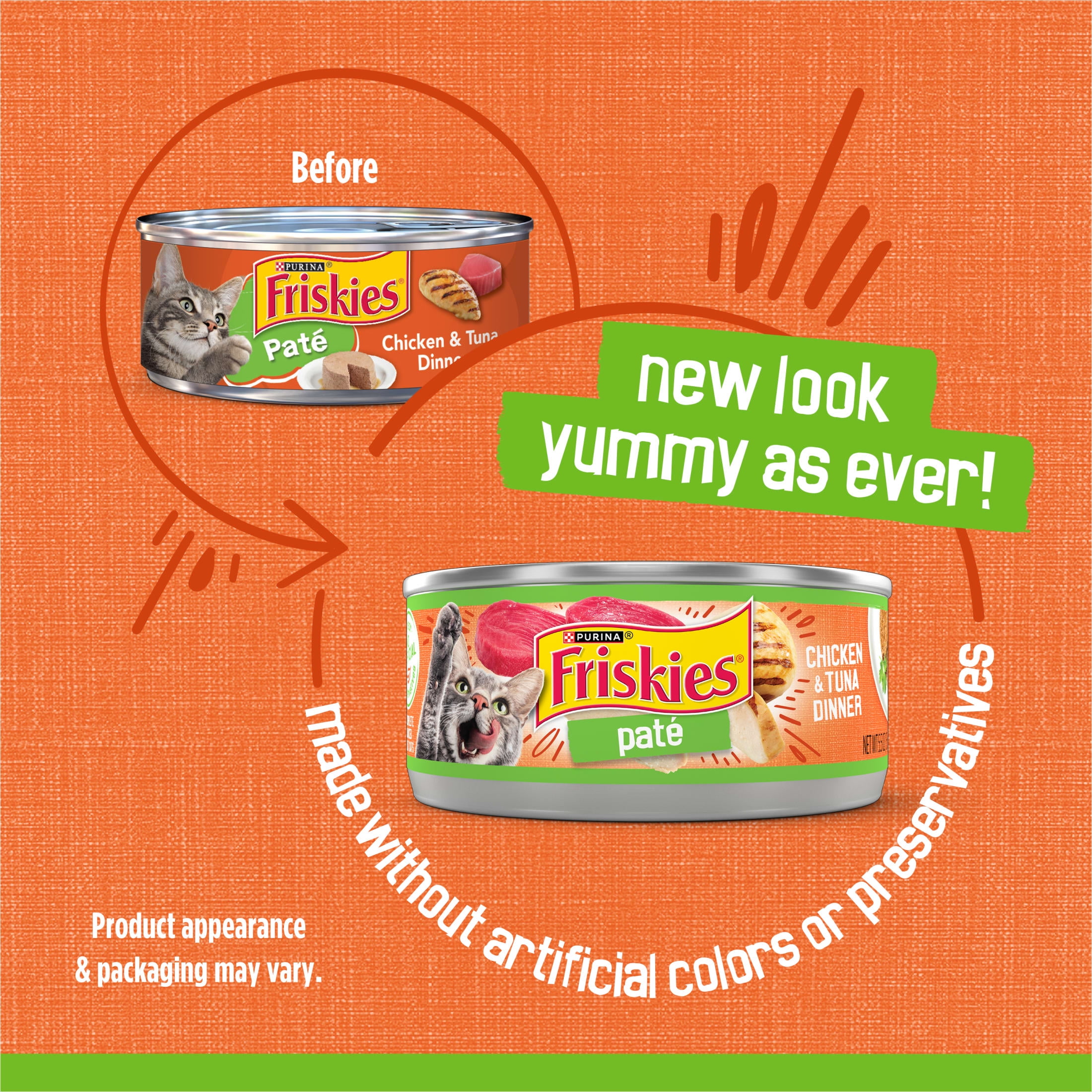 Purina Friskies Pate, Chicken & Tuna Dinner, Wet Cat Food, 5.5 oz Can