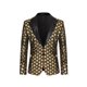 thumbnail image 5 of BLAZERS FORMAL TUXEDO DE HOMBRE INSPIRE CHIC Con Solapa Pico, Un Botón, Brillante, Argyle, Lentejuelas, Color Dorado, 5 of 7