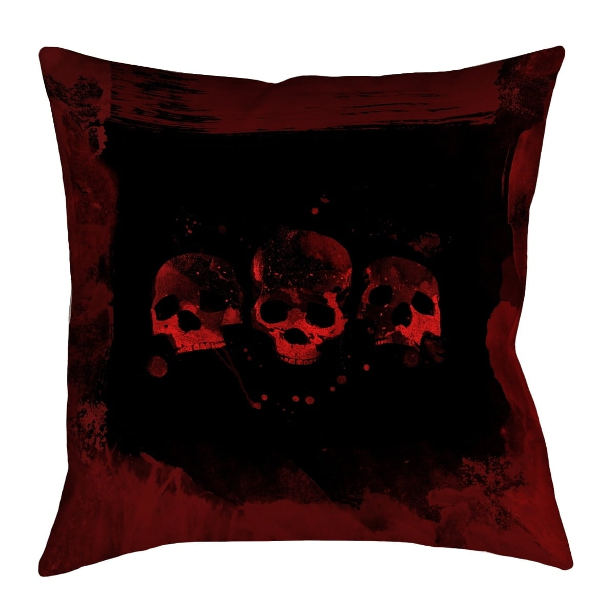 ArtVerse Katelyn Smith 26 x 26 Poly Twill Double Sided Print with Concealed Zipper & Insert Green & Black Skull Pillow 