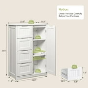 Pantry Storage Cabinet, Lofka 33 White Wood Kitchen Pantry Storage Cabinet with 4 Drawers, 1 Door and 3 Shelves for Dining Room|Bedroom