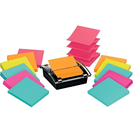 Sheet Super Sticky Note and Dispenser Value Pack, 3 in x in, 12 Pads, Assorted Colors (DS330-SSVA)