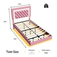 thumbnail image 6 of 4 EVER WINNER Twin Size Floating Bed Frame with LED Lights, Upholstered Platform Bed Frame with Diamond Tufted Headboard, Pink Twin Size Bed Frame, Pink, 6 of 7