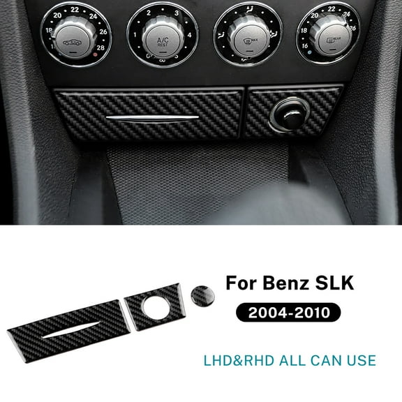 For Mercedes Benz SLK R171 2004 2005 2006 2007 2008 2009 2010 Car AC Storage Bottom Panel Real Soft Carbon Fiber Trim Sticker.
