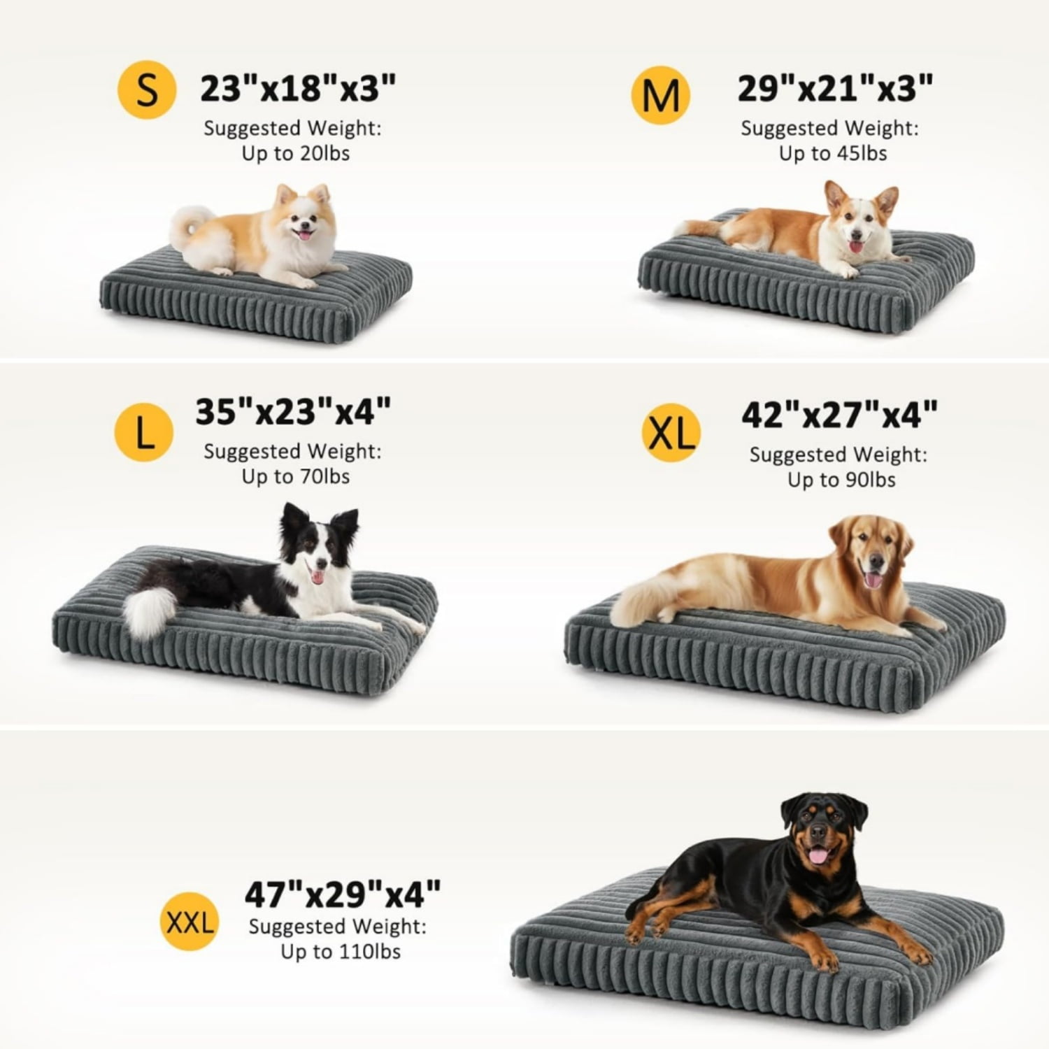 Katieovy Orthopedic Dog Bed for Large Dogs,40*30 inch Large Dog Beds,Washable Dog Beds with Non-Slip Bottom,Dark Gray