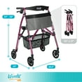 thumbnail image 7 of Stander Wonder Rollator Plus, Lightweight Folding Walker for Seniors with EZ Fold-N-Go Technology, Four Wheel Rolling Walker with Seat, Locking Brakes, Pink, 7 of 7