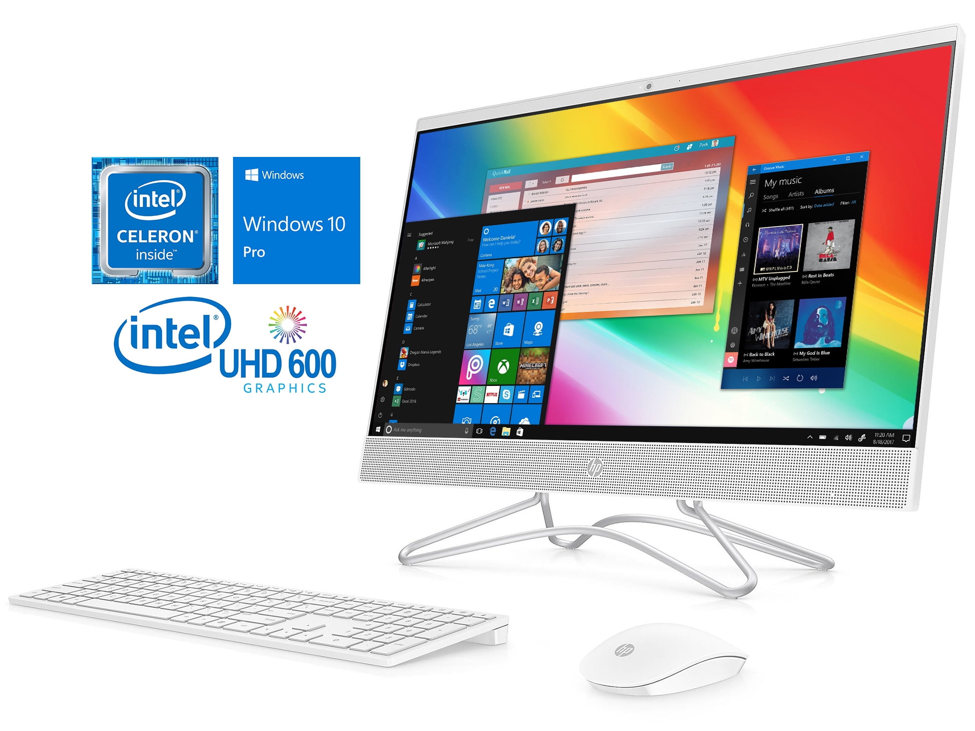 HP 21 5 All  In One  Desktop  PC  White  Intel Dual Core 