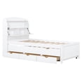 thumbnail image 6 of Twin Size Wooden LED Platform Bed with Trundle, Storage Headboard and Under-Bed Drawers, White Finish for Space Saving Bedroom Solutions, 6 of 9