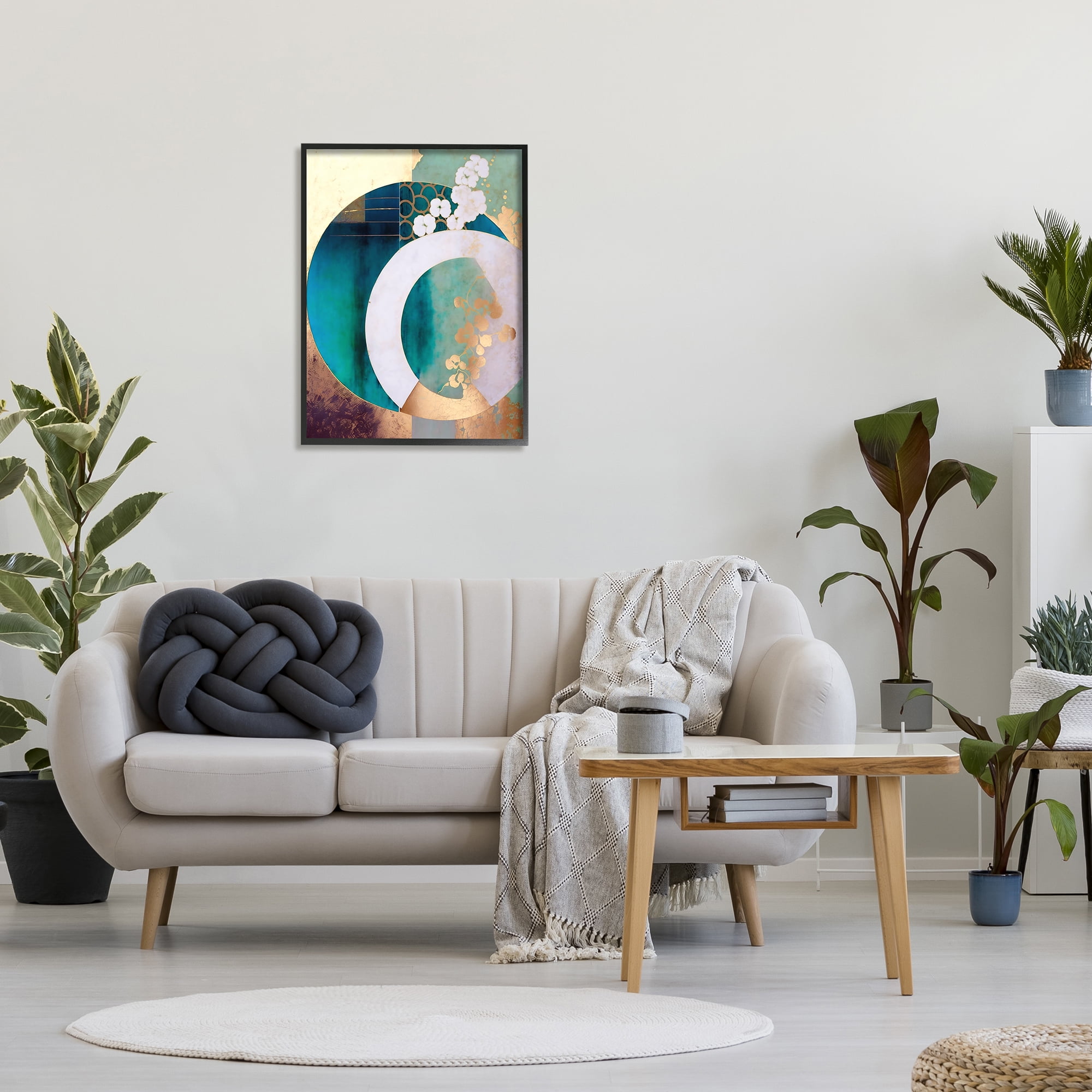 Stupell Industries Asian Moon Abstraction Abstract Painting Black Framed Art Print Wall Art, 24 x 30